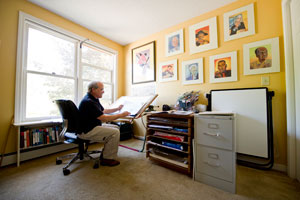 Author D. B. Johnson in his studio.