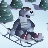 A Groundhog Wakes Up in winter to go sledding.